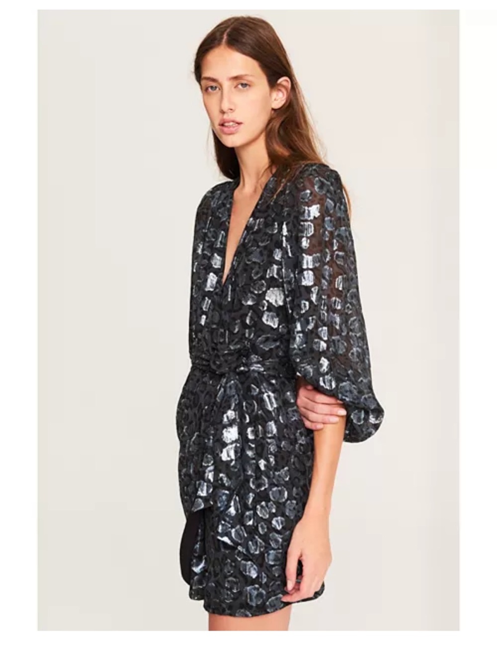 ba&sh Ginger Metallic Wrap Dress *Altered
